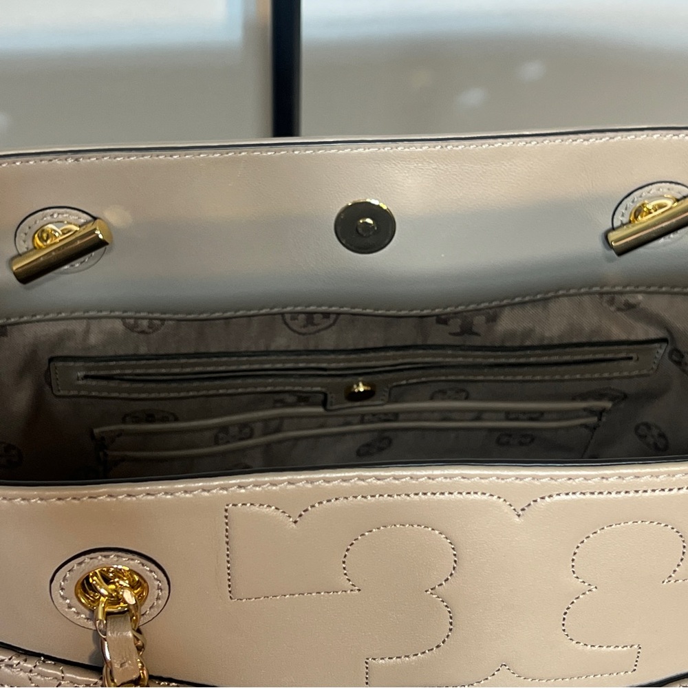 Tory Burch Gray Quilted Leather Tote - Picture 10 of 13